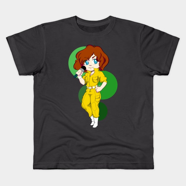 April O' Neil Kids T-Shirt by Beansprout Doodles